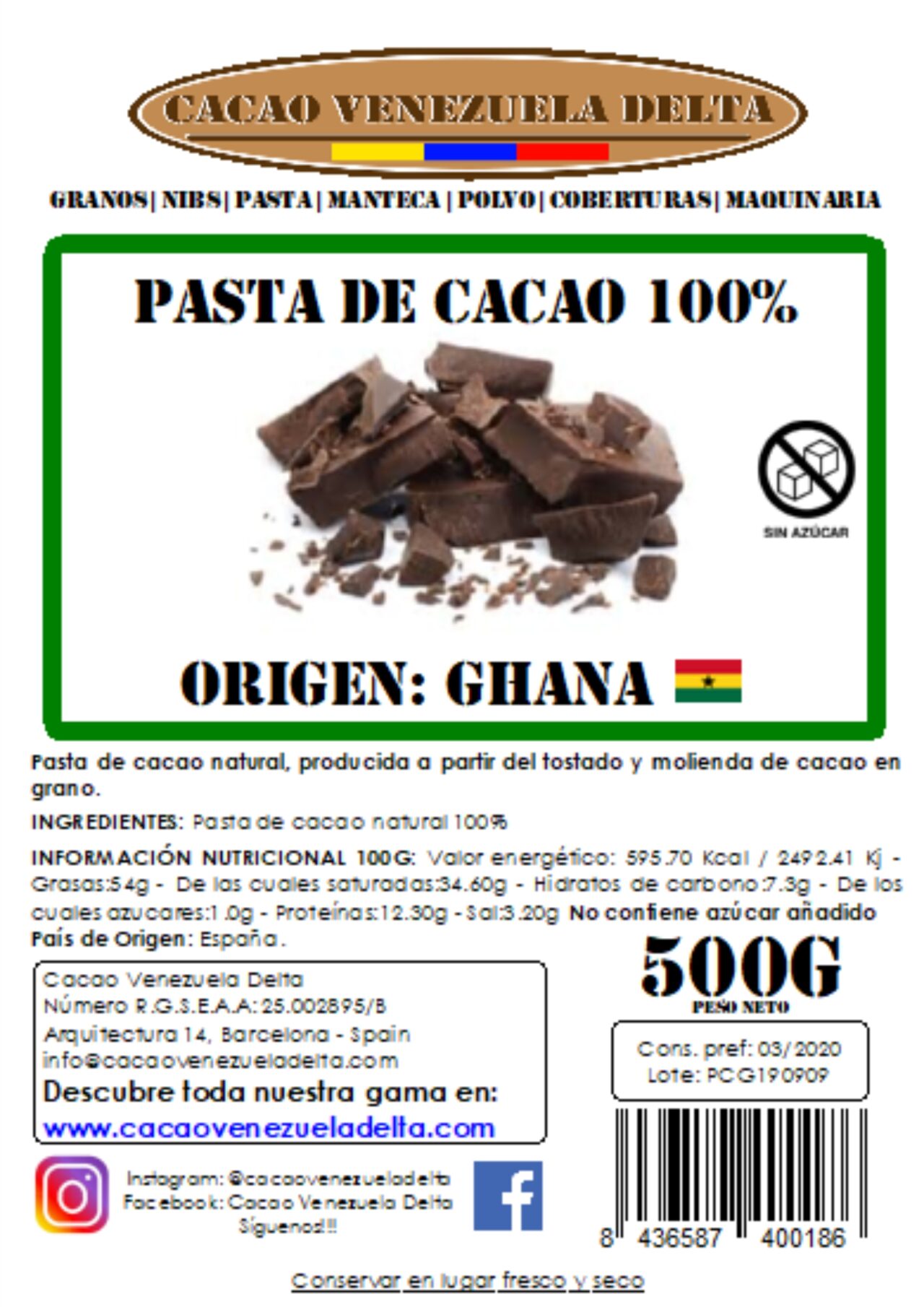 Comprar Chocolate en Polvo VALOR a la taza Sin Gluten 500gr