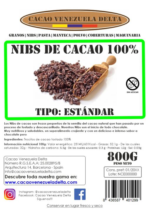 NIBS DE CACAO - ESTANDAR - 800G